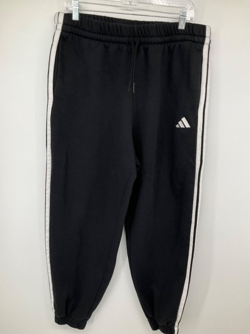 Adidas Essentials 3-Stripes Fleece Loose-Fit Sweatpants, Size XL, Black/White - Picture 2 of 8